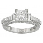 2.28 ct Ladies Princess and Round Cut Diamond Engagement Ring
